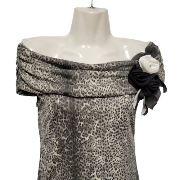 Animal Print Cowl Dress Off-Shoulder Sleeveless Dress -Sizes S /Size M / Size L - Picture 2 of 16